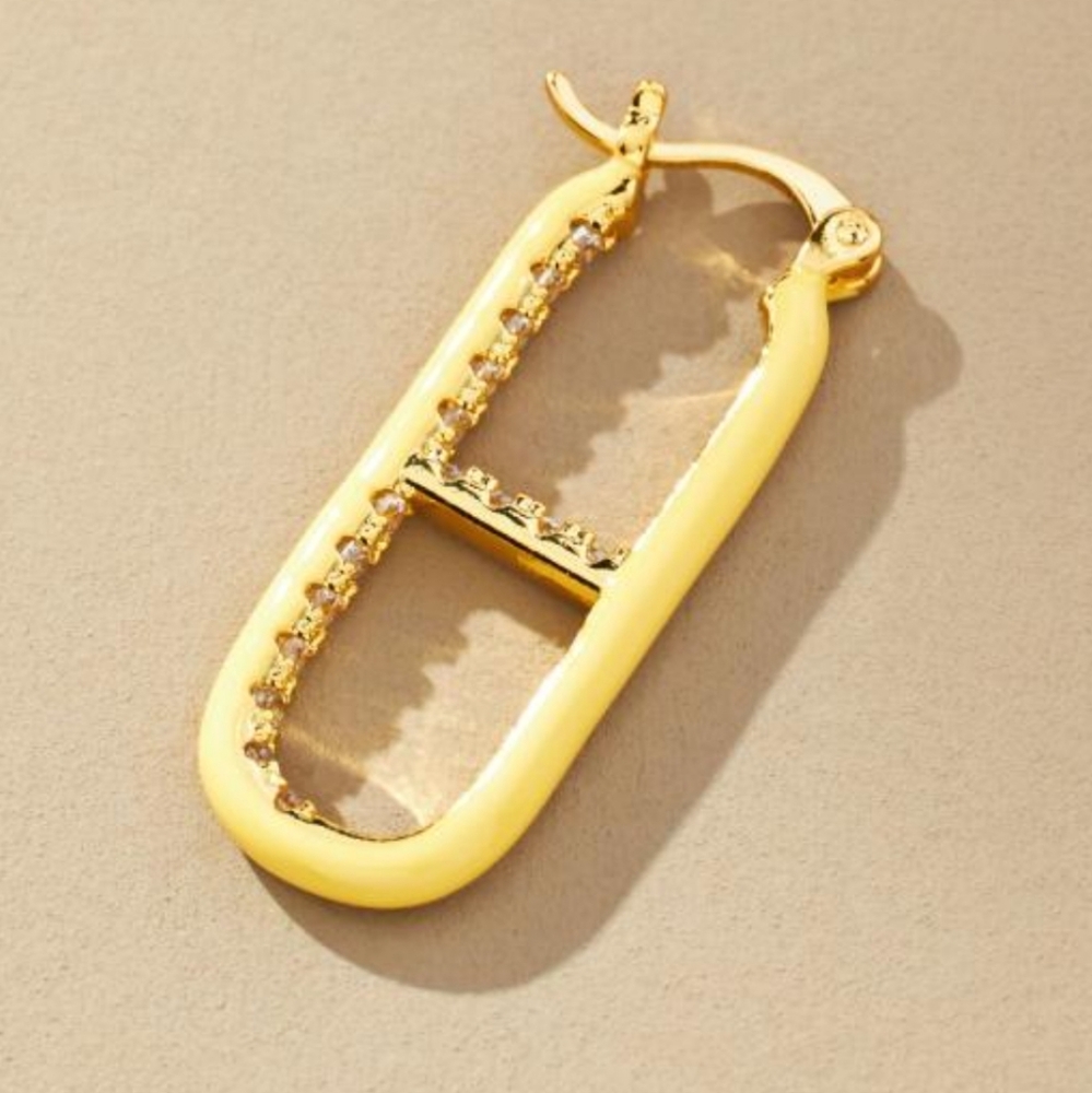 Emma Pills THE OG Earings Yellow Enamel over Gold-Tone Clear Crystals New